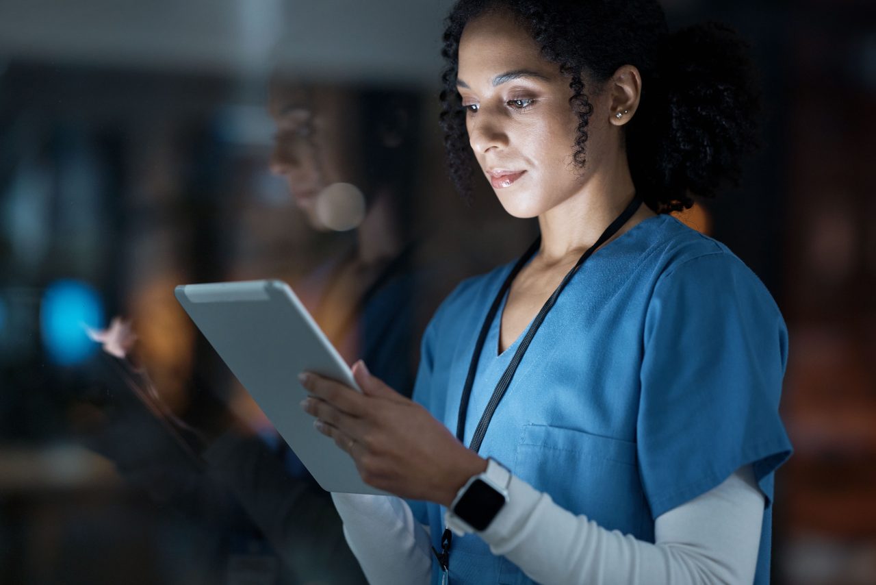 Doctor using a tablet for medical research